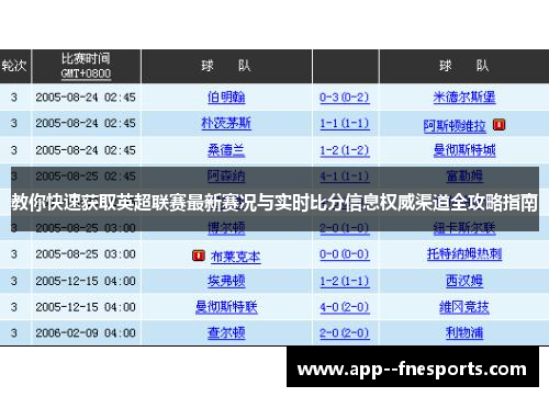 教你快速获取英超联赛最新赛况与实时比分信息权威渠道全攻略指南